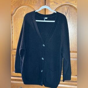 H&M Cozy Black Button-Up Cardigan – Size XL